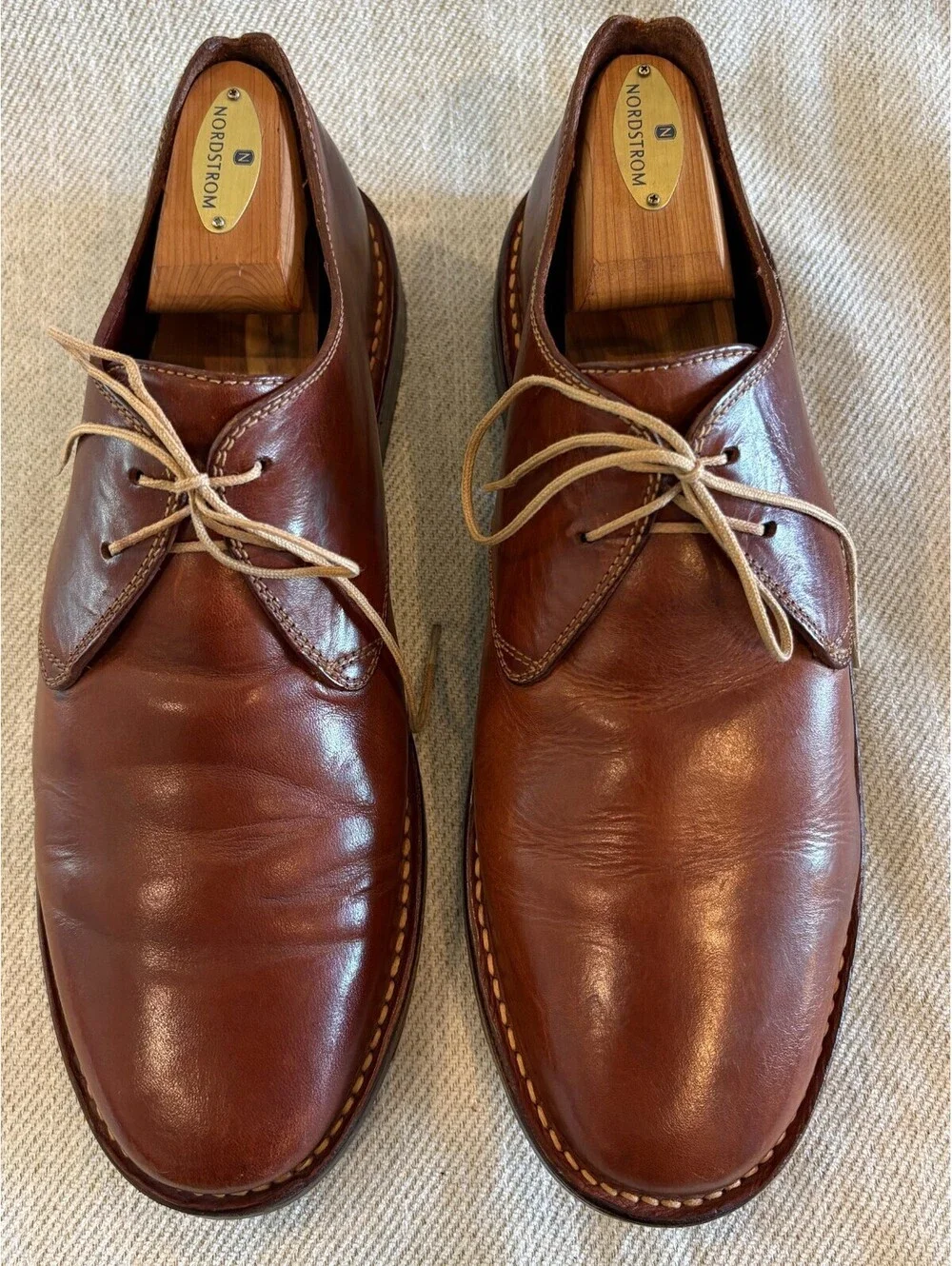 Cole Haan Country Cognac Brown Leather Plain Toe Derby Mens 10.5 M C02175
